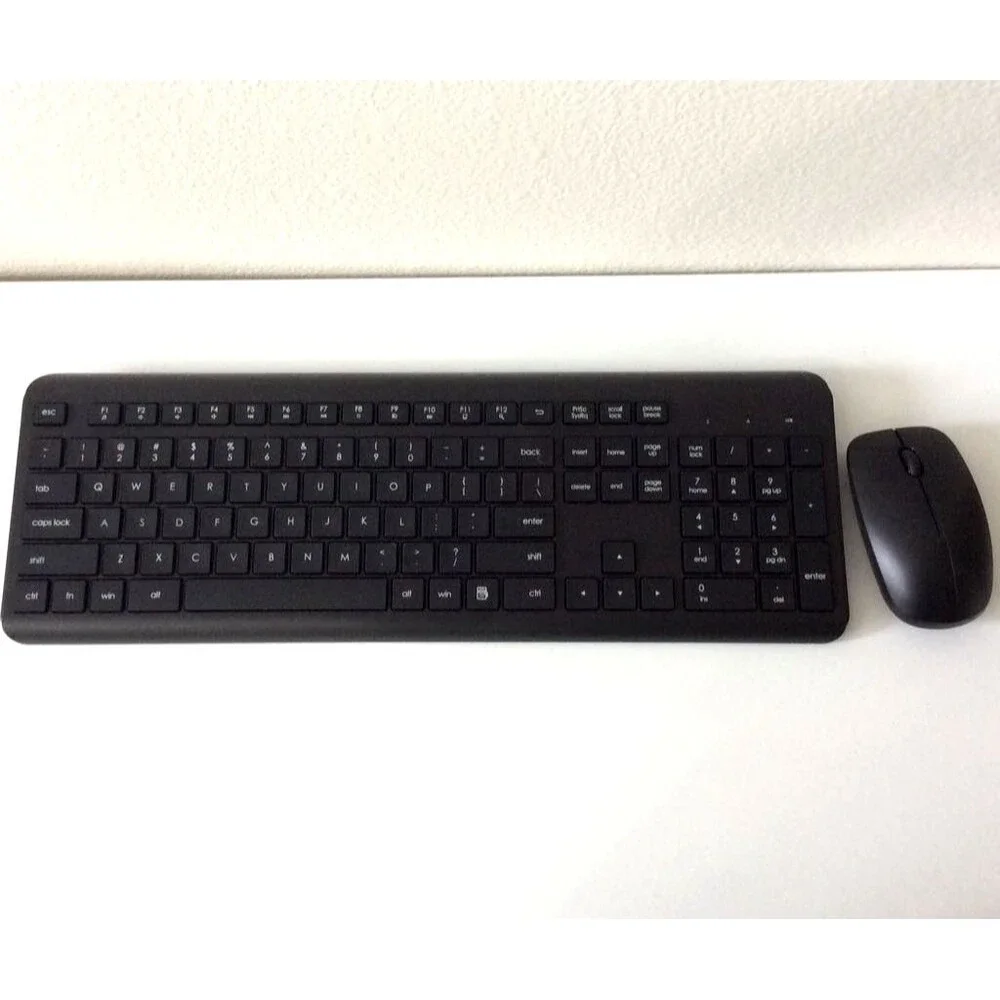 Wireless Keyboard & Mouse Combo – Black – USB Receiver – Quiet Slim Design (New)
